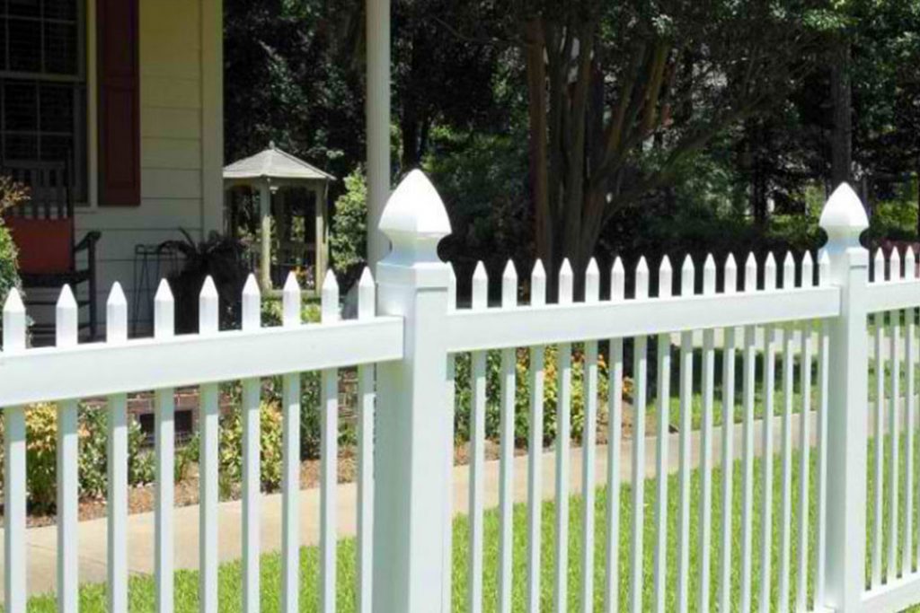 white vinyl picket fence