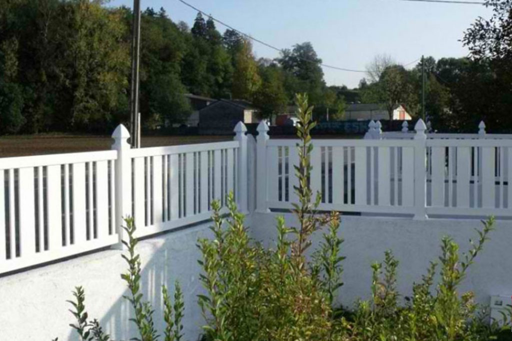 white PVC pool fence