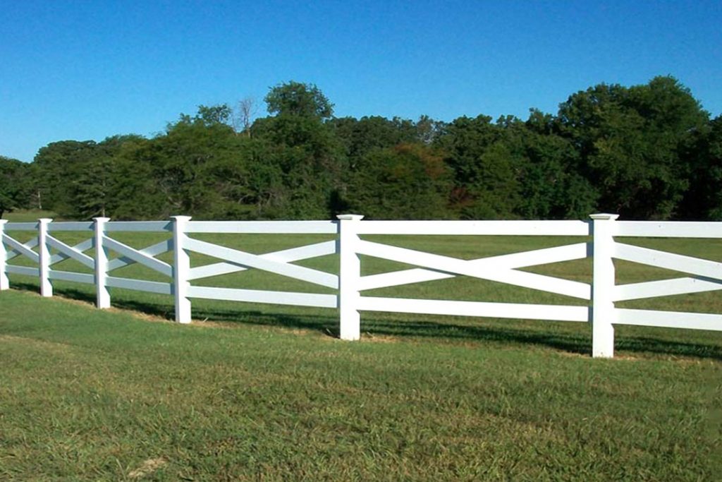 white ranch rail fence